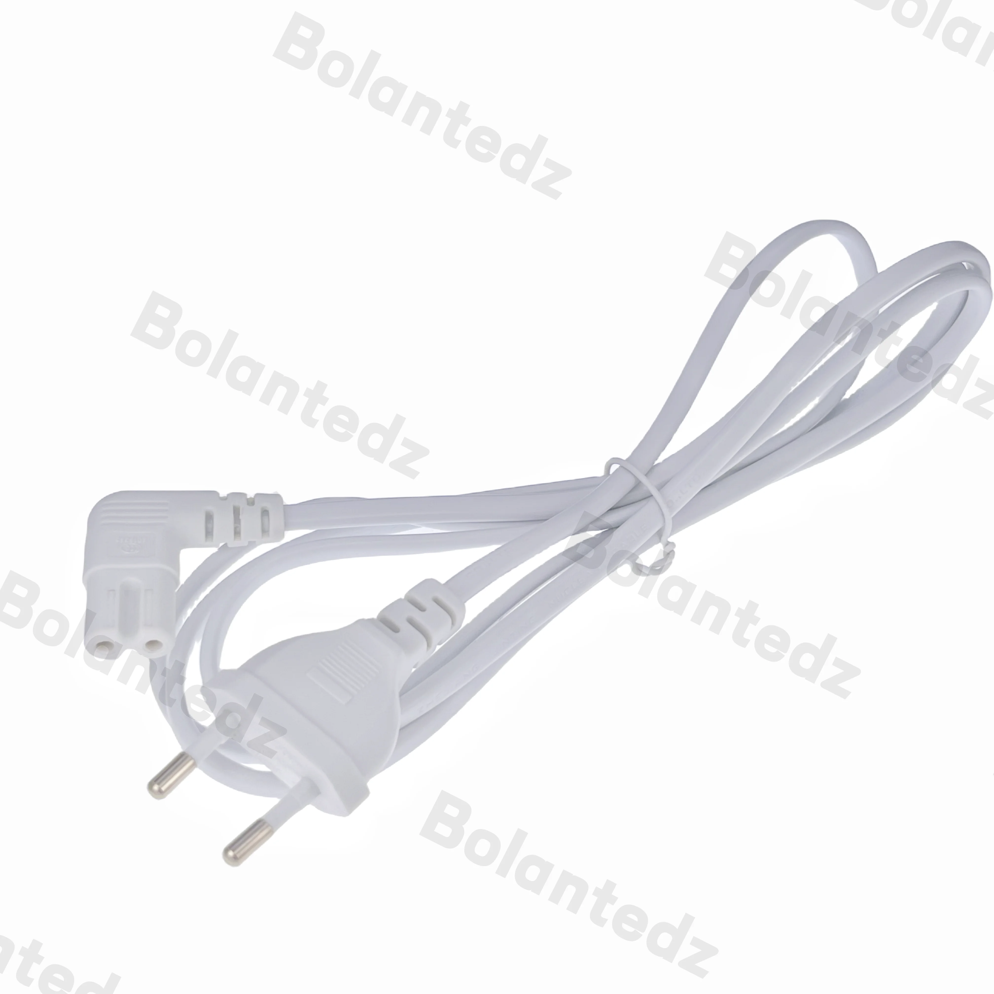 White EU Euporean 2 Prong Plug to IEC320 C7 Figure 8 Angle Adapter Power Extension Cable Cord for Samsung Philips Sony LED TV