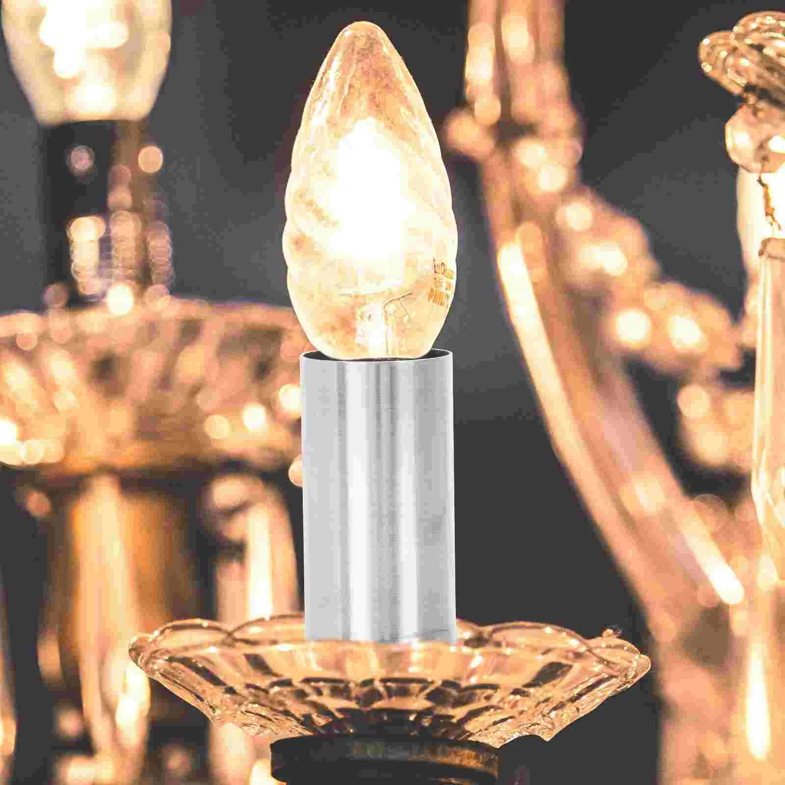 10 Pcs Chandelier Casing Crystal Parts Flanging Sleeve Candelabra Gold Trim Lamp Holder Sleeves Tube Accessories Iron Lighting