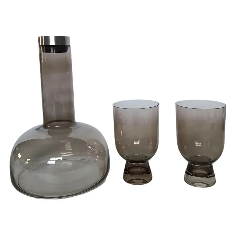 

Glass light luxury set of art tea brown wine glass wine pot model room living room soft decoration