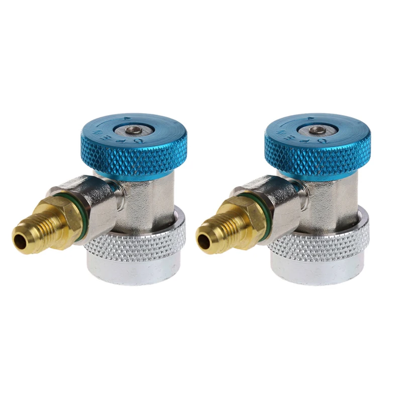 N26R-2Pcs Car Auto Freon R134A H/L Quick Coupler Adapters Air Conditioning Refrigerant Adjustable A/C Manifold Gauge