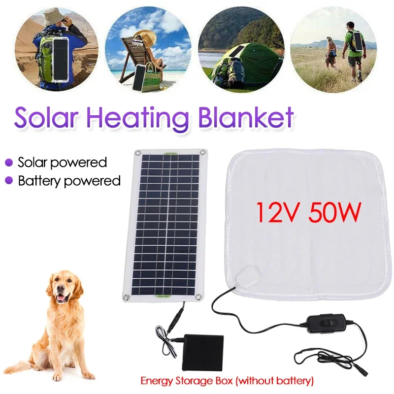 Pet Electric Blanket 2-speed Temperature Adjustable Heating Mat for Small Cat Dog Warmer Solar/Battery Powered Heated Blanket