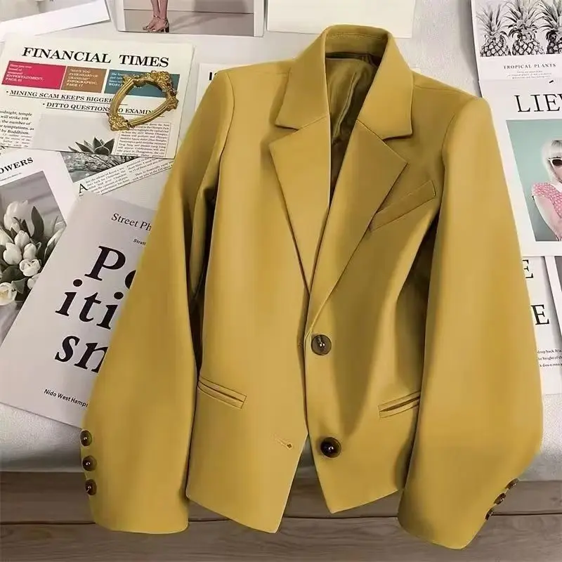 

Korean Short Women Blazer Autumn Long Sleeve Casual Loose Blazers Jackets 2025 New Female Suit Coat Ladies Outwear Top