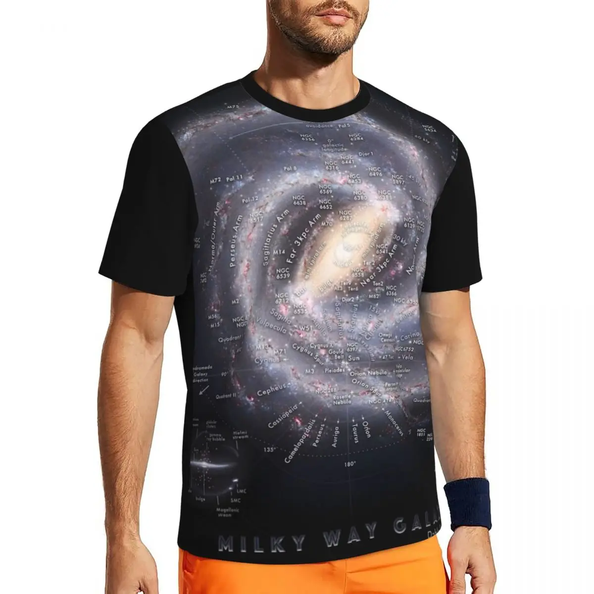 Milky Way Galaxy Map HD Men's Short-sleeved Mesh Classic Loose Cool Comfortable T-Shirt