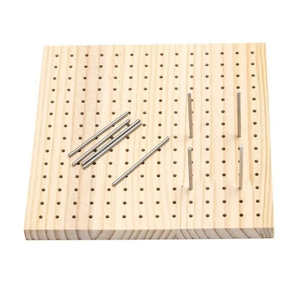 DIY Crochet Blocking Boards Square Wooden Knitting Board Weave Accessory with Stainless Steel Rod Pottery Clay Base Plug Board
