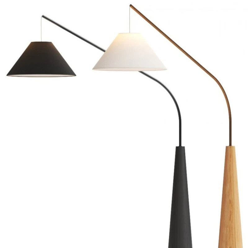 

Nordic light luxury wood bracket floor lamp living room sofa side villa hotel fabric vertical lamp creative personalized lamp