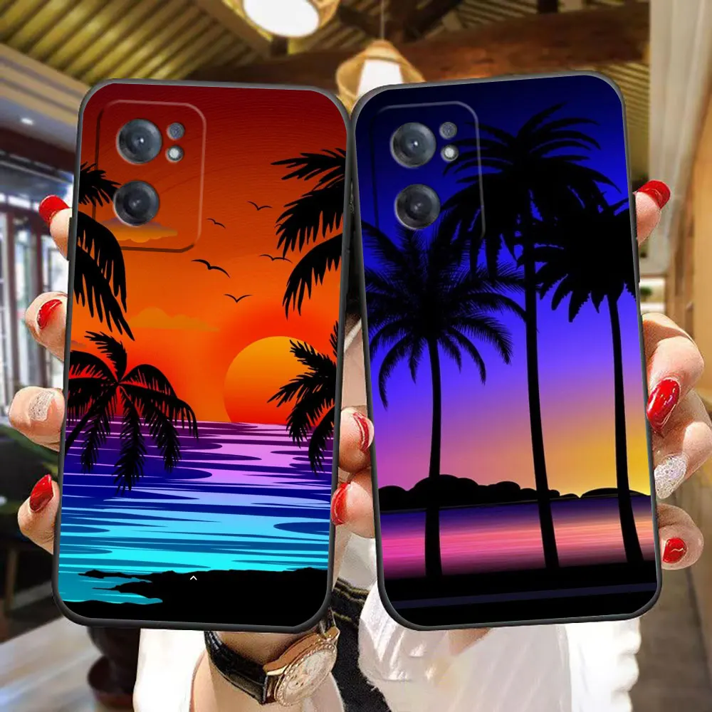 Summer Beach Coconut Tree Phone Case For Oneplus 11 10 9 8 8T 7 7T 6 6T ACE 2V NORD CE 2 3 Pro Case Funda Coque Shell Capa Cover