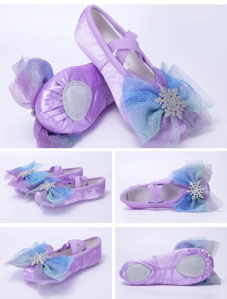 2026 Neue Satin-Tanzschuhe für Mädchen, Kinder und Erwachsene, Ballettschuhe für Frauen, Tänzerinnen, in Lila und Blau, Extravagant – Detail 9