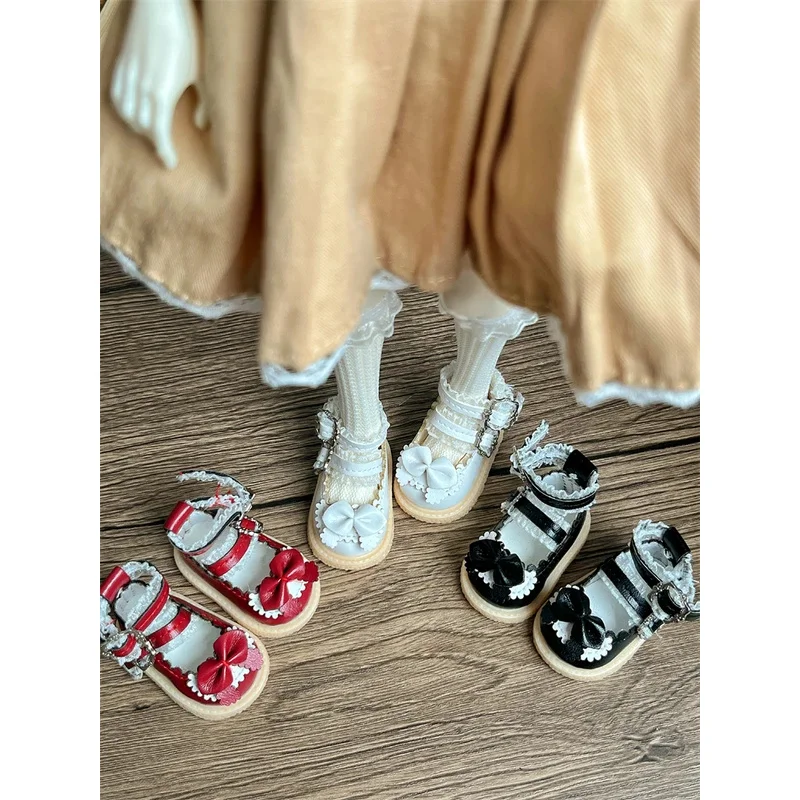 Sapatos de boneca bjd adequados para boneca fofa de tamanho 1/6, couro de corte de renda versátil = sapatos 1/6, acessórios de boneca