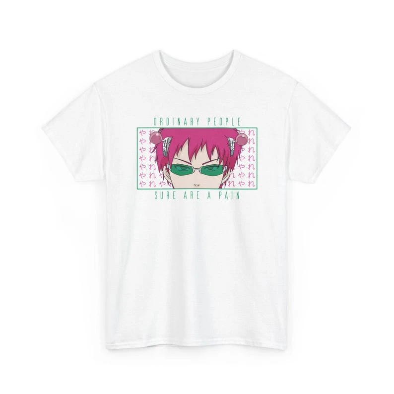 Summer Hot Sale Saiki K Annoyed Face Anime T‑Shirt Men Women Vintage Harajuku T-shirt Y2K Cotton Gothic Round Oversized T-shirt