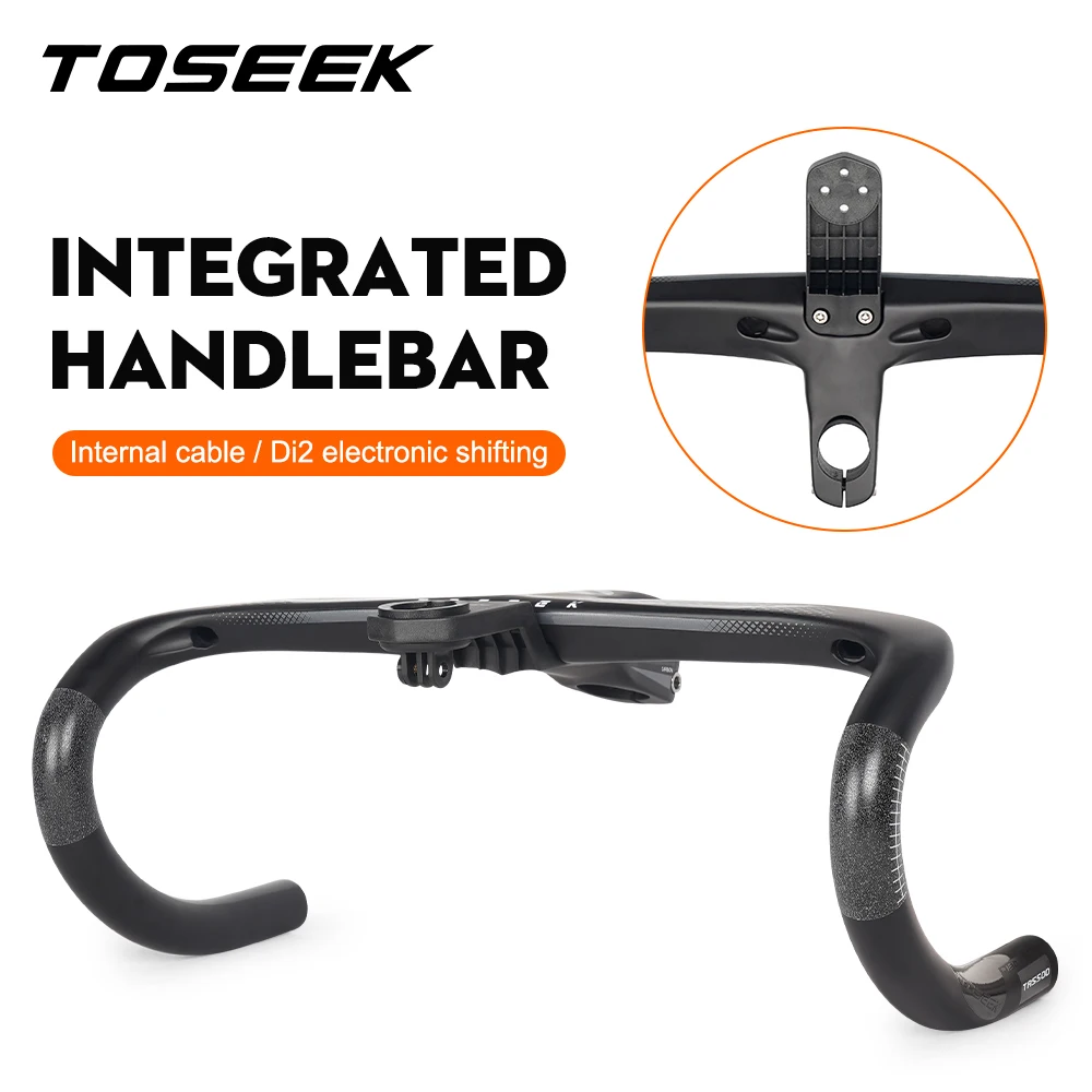 TOSEEK Fahrradlenker Drop Bar T800 Rennrad-Carbonlenker Integrierter Rennradlenker Gebogener Lenker Interne Kabelführung Fahrradteil – Detail 3