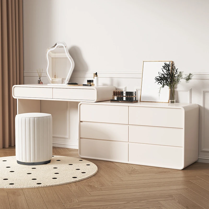 

Solid wood dressing table bedroom simple modern cream style light luxury dressing table bucket cabinet new style dressing table
