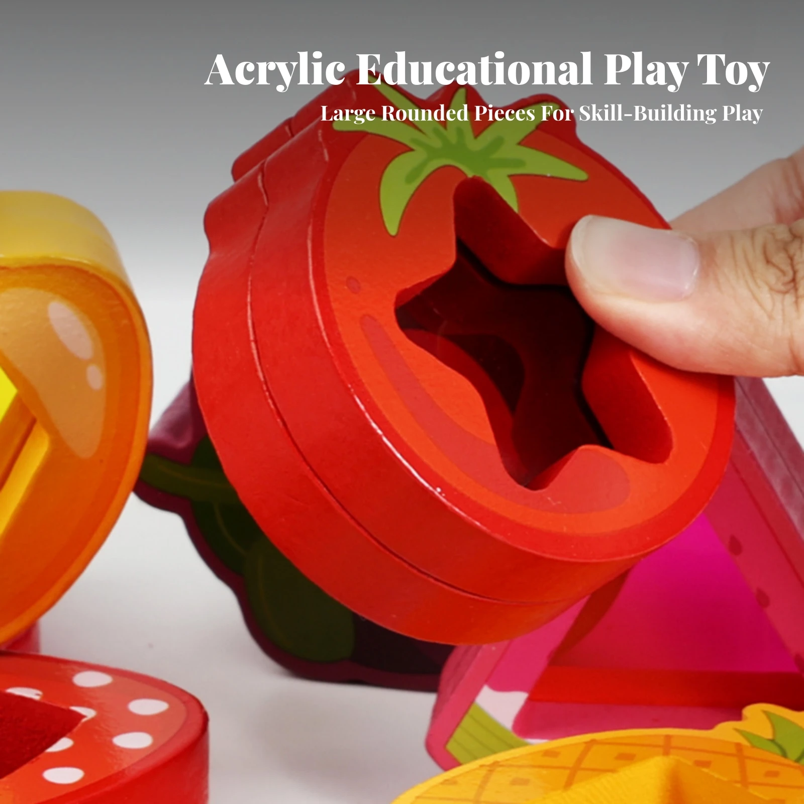 9 Pieces Shape Sorting Block with Geometric Insert Screen-Free Color Sorting Stacking Toy Fine Motor Skills Toy Non