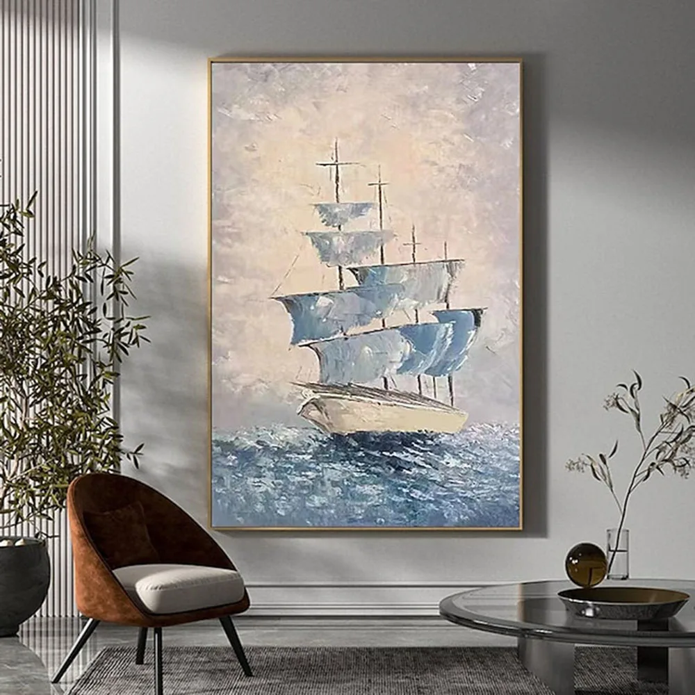 

Handmade Oil Painting canvasWall Art Decorationabstract sailboatlandscape Living Room hallway bedroom decorative painting