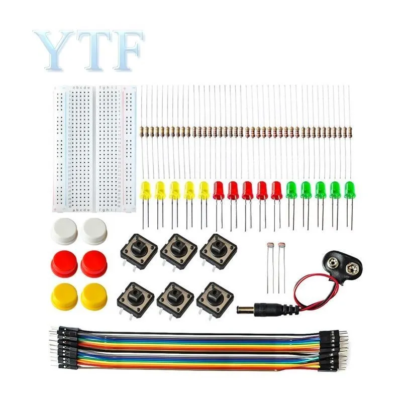 Portable Kit Resistor Jumper Wires Breadboard Switch Key LDR Battery Connector Handy Starter Kit for Arduino