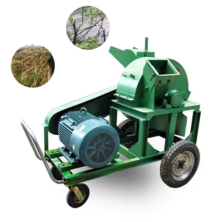 Mobile Wood Crusher electric Drive Wood chip crusher Garden Branch Crusher Straw Leaves Chips Sawdust Bamboo Shredder