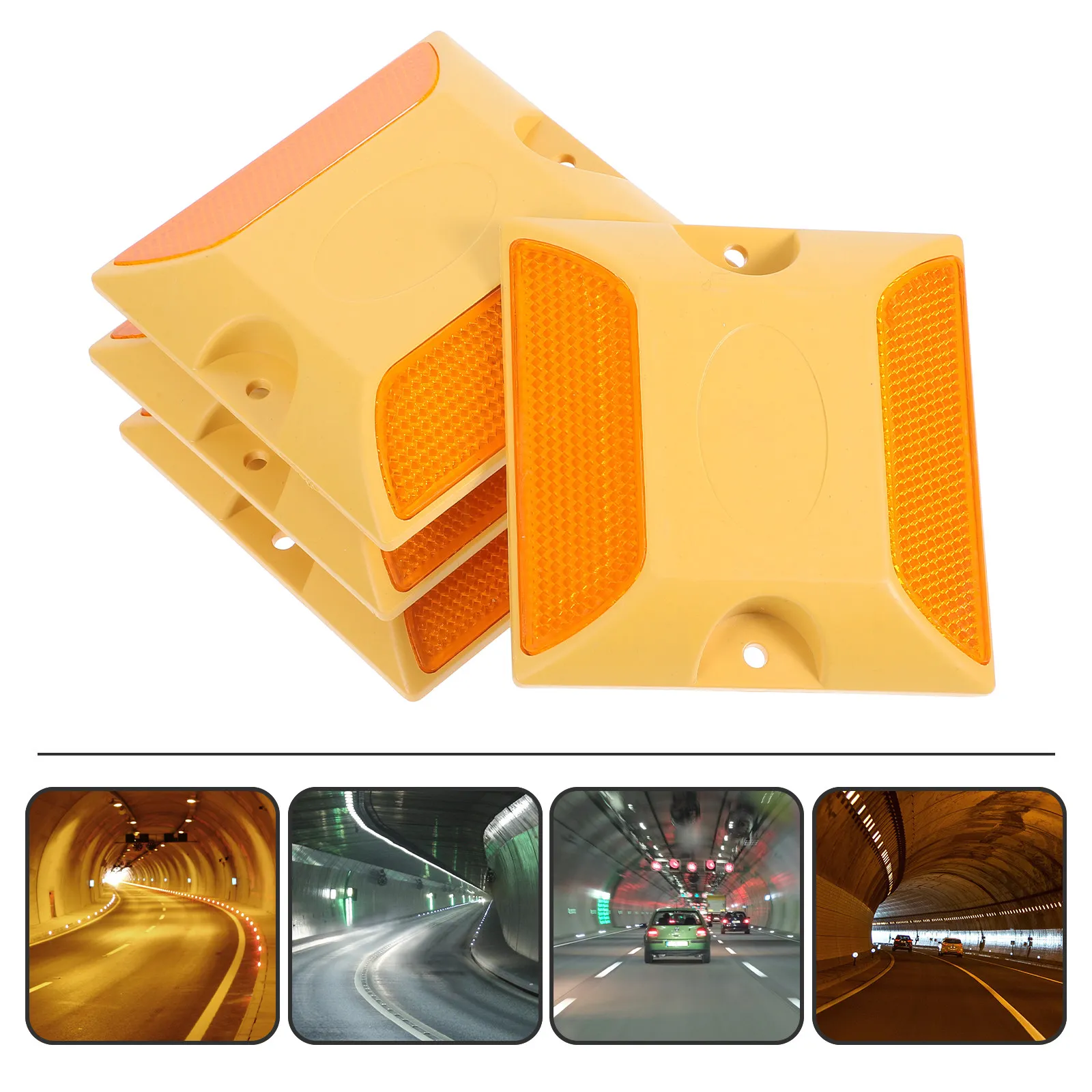 4Pcs Reflective Road Studs ABS Plastic Pavement Reflectors High Visibility Day Night Safety Driveway Entrance Outdoor Road