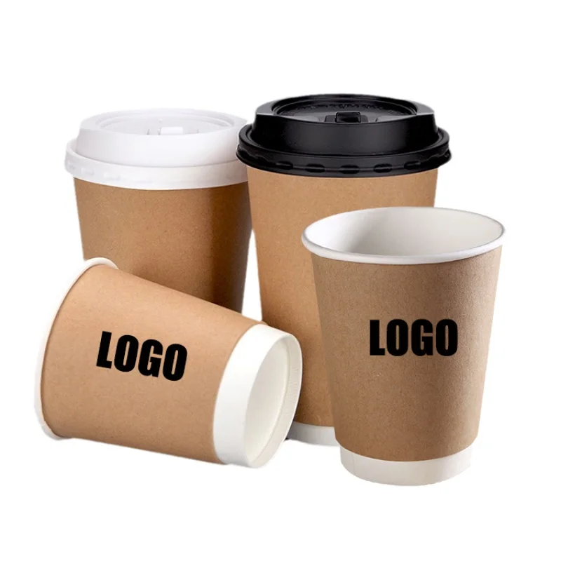 Logotipo personalizado, producto desechable de doble ondulación para pared, tapa de estampado en caliente, 7oz, 8 oz, 9oz, 10oz, 12oz, 13oz, 14 oz, 16oz, 8 oz, 22oz