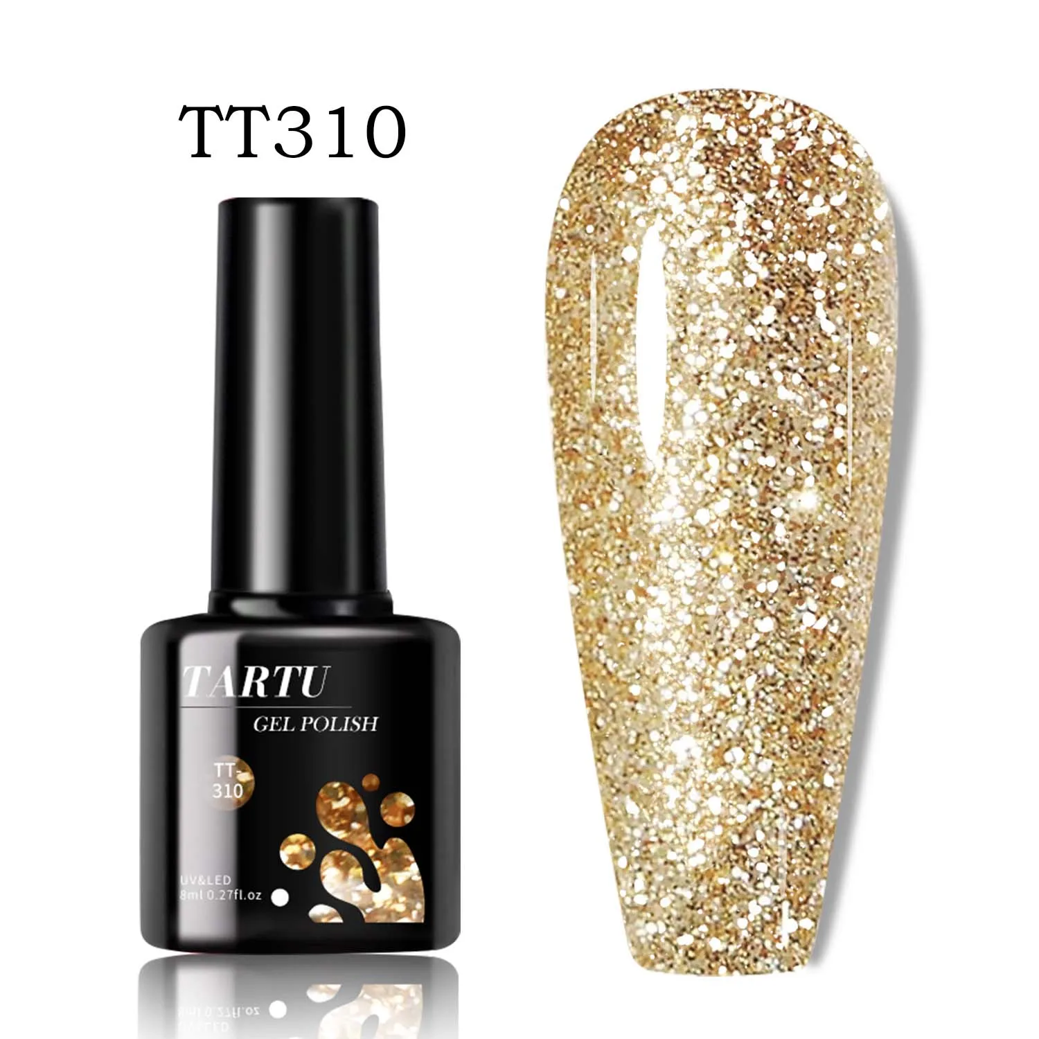 8 مللي الذهب بريق المجسم بريق هلام مسمار البولندية القابلة للإزالة LED/الأشعة فوق البنفسجية طويلة الأمد بريق الترتر المنزل مسمار الفن صالون