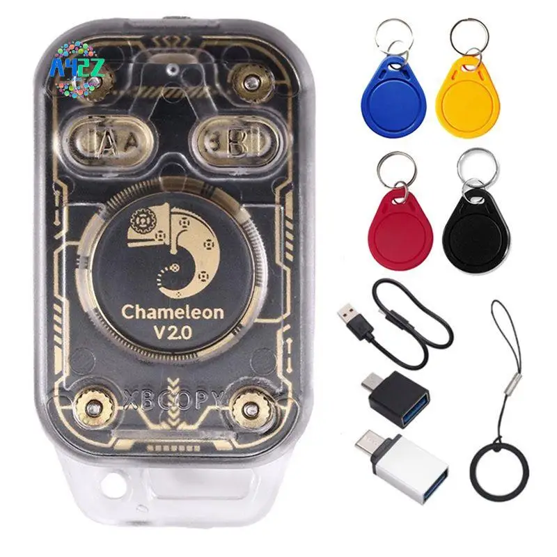A42Z-Chameleon V2.0 RFID Smart Chip Reader Emulator NFC Duplicator 125K 13.56Mhz Kaart Decoderen + 4XUID Sleutelhanger Chameleon Ultra