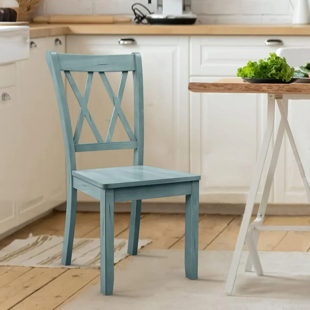 Set of 4 Dining Chairs, Rubber Wood Dining Room Chair, Farmhouse Dining Side Chairs, Max Load 400 Lbs, Wooden Kitchen