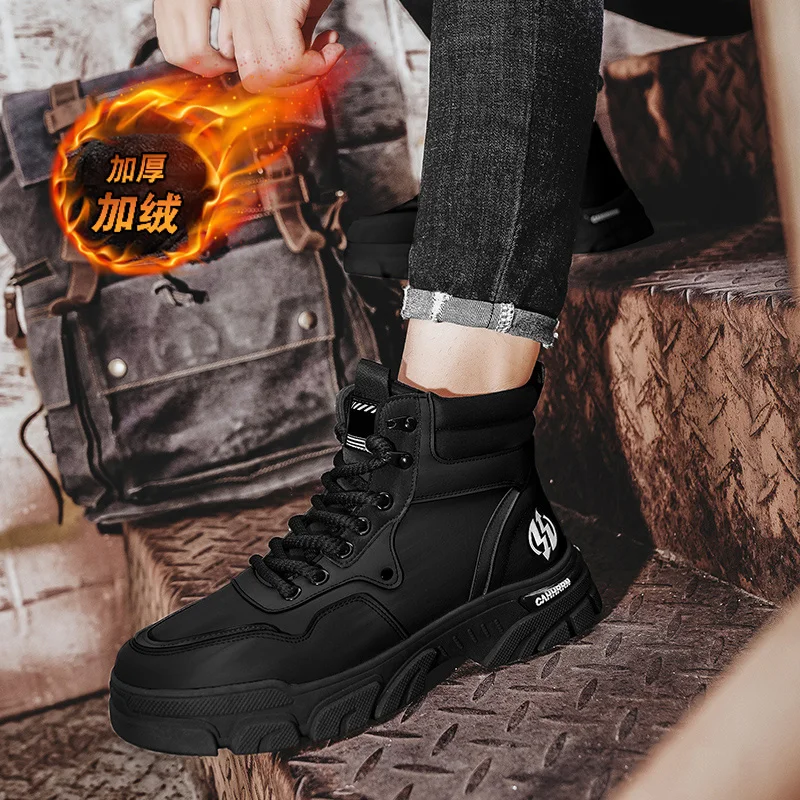 جديد الشتاء الرجال الأحذية في الهواء الطلق عالية أعلى أفخم الدافئة حذاء بوت بطول الكاحل تنفس المضادة للانزلاق مقاومة للاهتراء حذاء الثلوج أربعة ألوان المتاحة #4