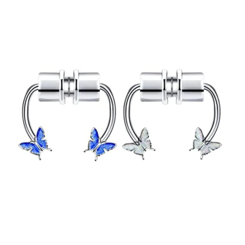 المغناطيسي فراشة الأنف الدائري للرجال والنساء ، وهمية الحاجز الدائري ، فو الأنف الحاجز خواتم ، غير مثقوب كليب على خواتم ، 1 قطعة ، 2 قطعة ، 3 قطعة