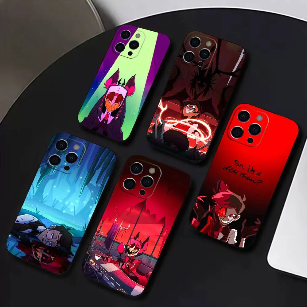 

H-Hazbin H-Hotel A-Alastor Phone Case For iPhone 17,16,15,14,13,12,11 Plus,Pro Max,XS,Soft Black Cover