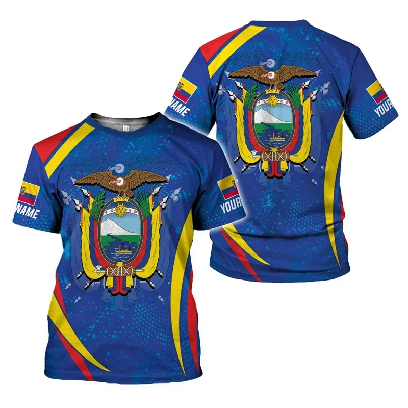 2024 صيف جديد حار الإكوادور ثلاثية الأبعاد مطبوعة تي شيرت رجالي عادية موضة العلم حجم كبير فضفاض مريح تنفس #4