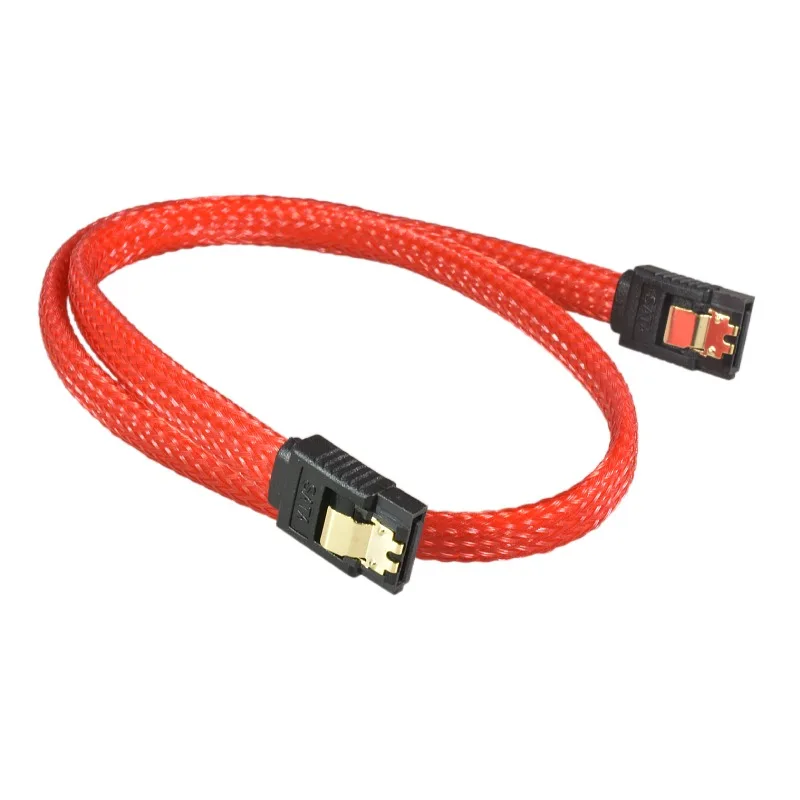 50cm Sata3 7pin Data Cables 6gb/s Ssd Cable Hdd Hard Disk Drive Cord Line With Nylon Braid White Red Black Color Sleeved