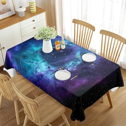 Outer Space Tablecloth, Galaxy Stars Planets In The Universe Milky Way, Rectangular Table Cover for Dining Room Kitchen Decor