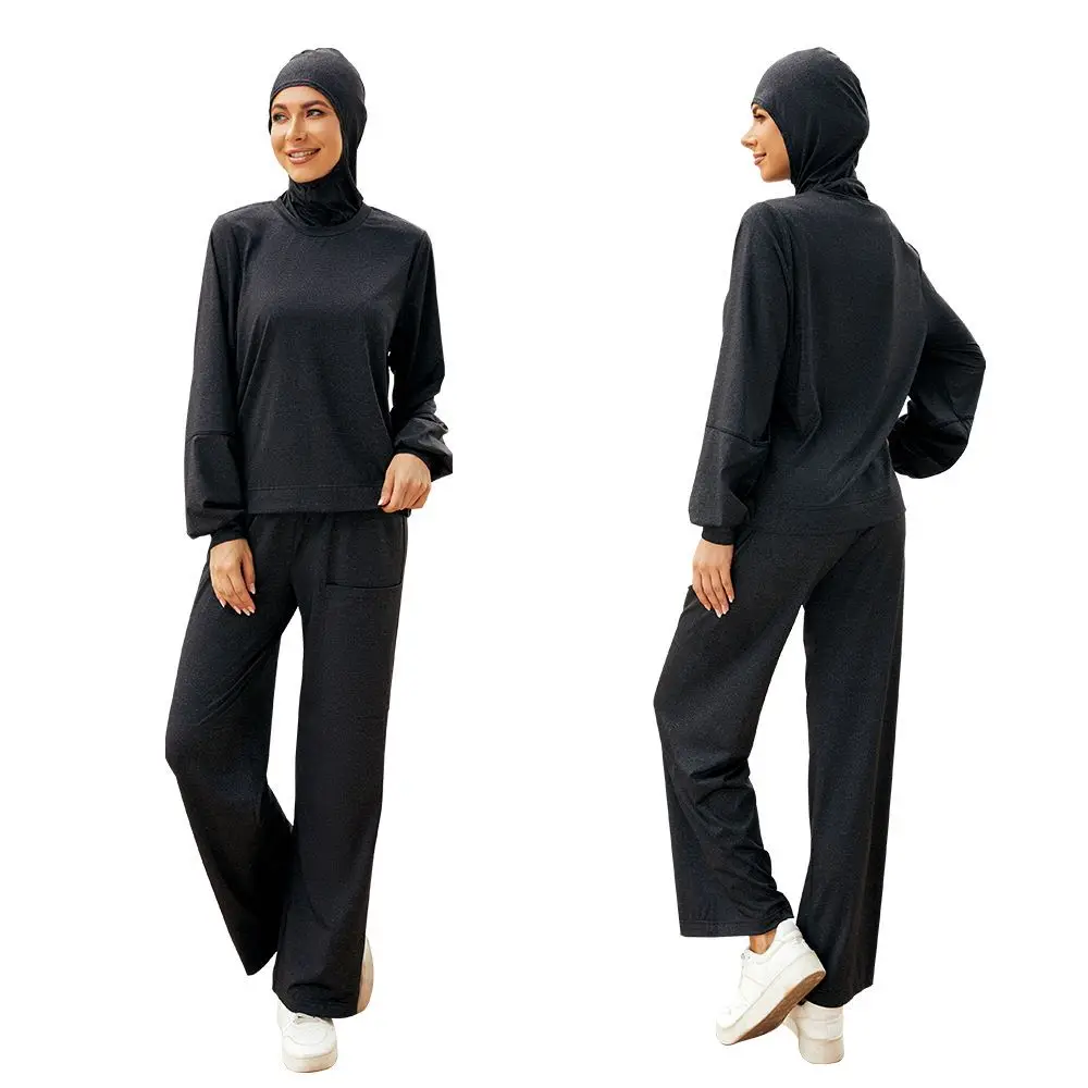 3 Pieces Long Sleeve Solid Plain Full Burkini Muslim Swimwear S-XL Plus Size Hijab Islamic Swimsuit Fashion Turkey Women Cover