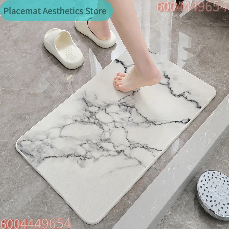 Imitation Marble Patterned Carpet Nordic Style Bathroom Anti Slip and Absorbent Floor Mat Home Decoration
