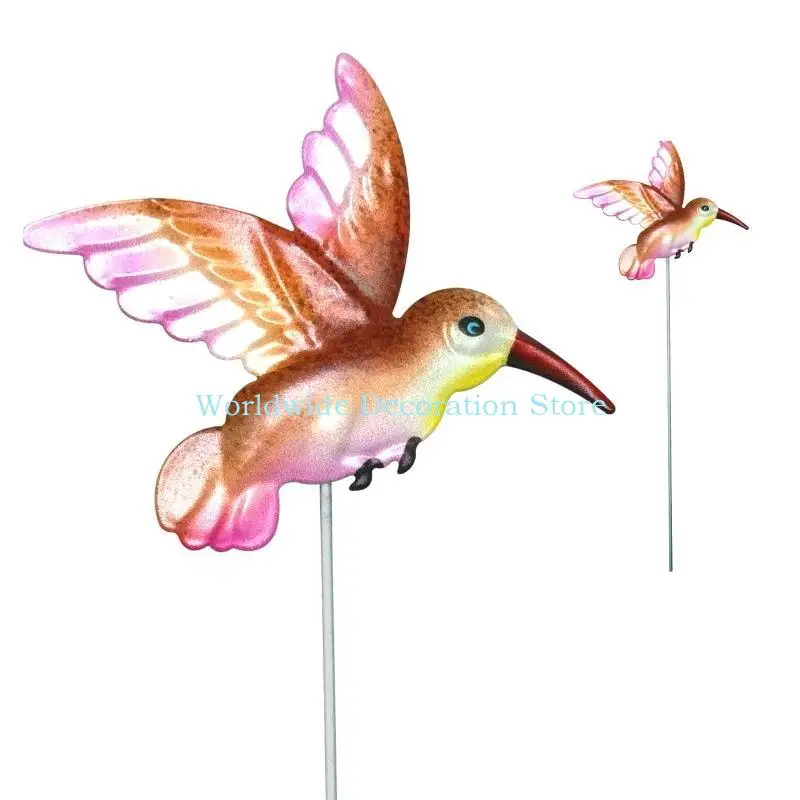 Q39B Outdoor Metal Bird Hummingbird Sculpture Decoration Housewarming Gifts for Courtyard Decoration Flower Pots