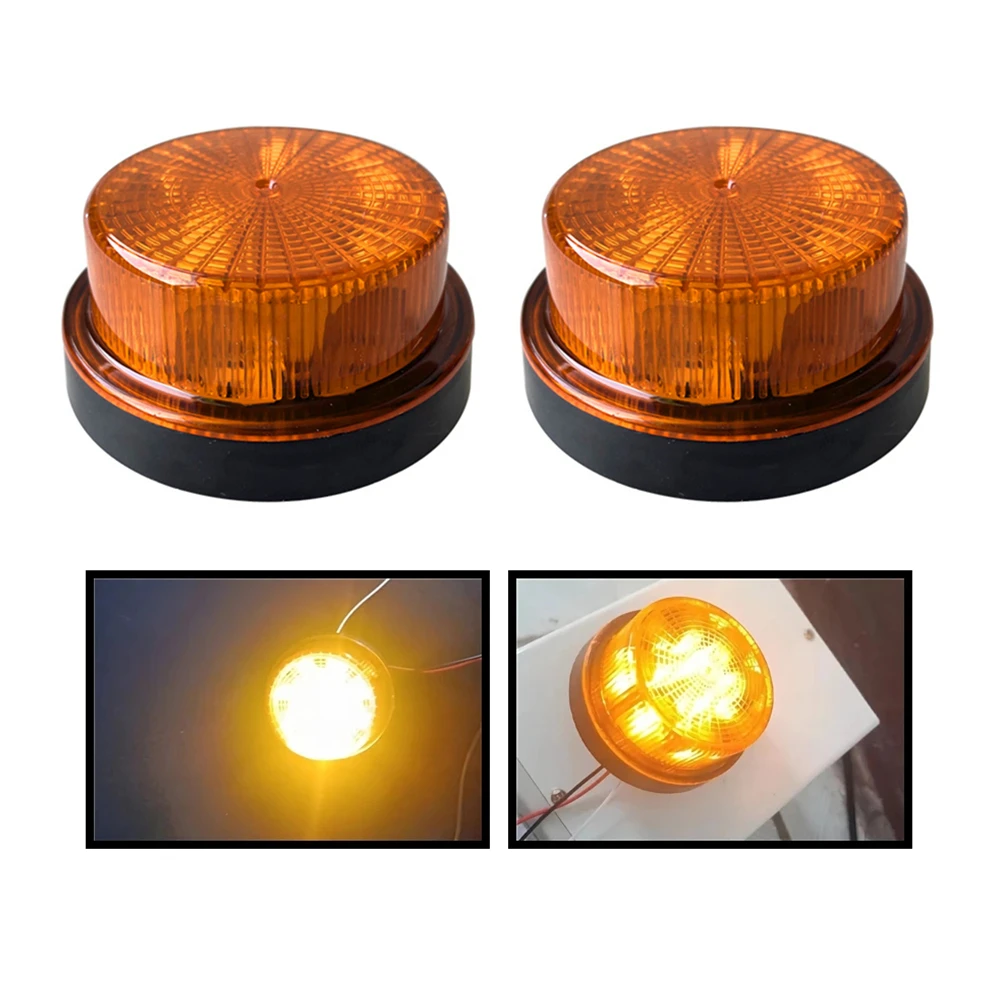 2Pcs 12V 24V LED Truck Rotating Flashing Lights Trailer Side Marker Lights Tractor Strobe Light White Amber Red Blue Green