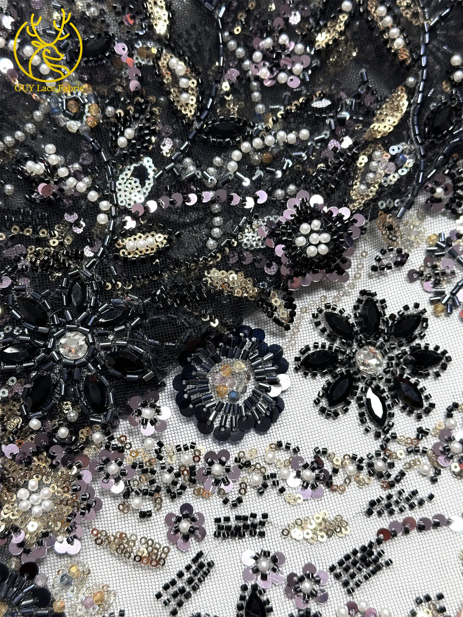 Gold Luxus Afrikanischer Stein Bräutigam Perlen Spitzenstoff 2026 Nigeria Französischer Tüll Pailletten Spitzenstoff für Brautpartykleid Nähen – Detail 28