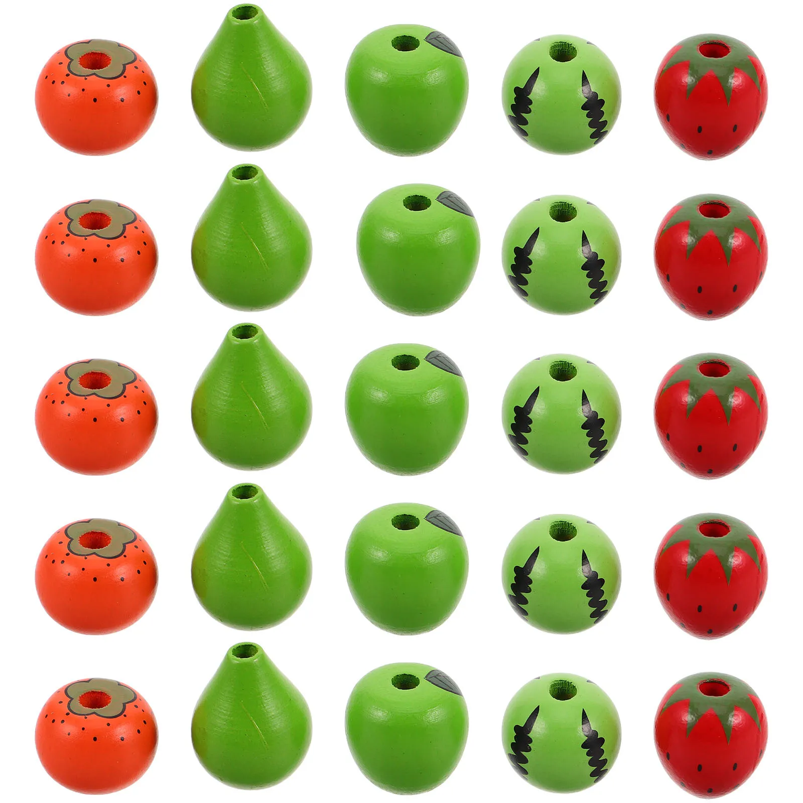 50Pcs Fruit Wooden Beads DIY Craft Loose Beads for Jewelry Making Necklaces Bracelets Earrings Charms Supplies