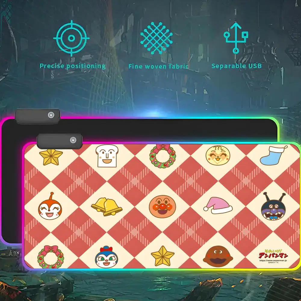 

Anpanman Cartoon Mouse Pad RGB LED Light Gaming Mousepad Waterproof Large Gamer Mouse Carpet Big Mause Keyboard Pad PC Desk Play