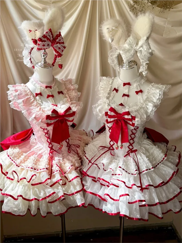 

A short romantic birthday dress in pink and white
