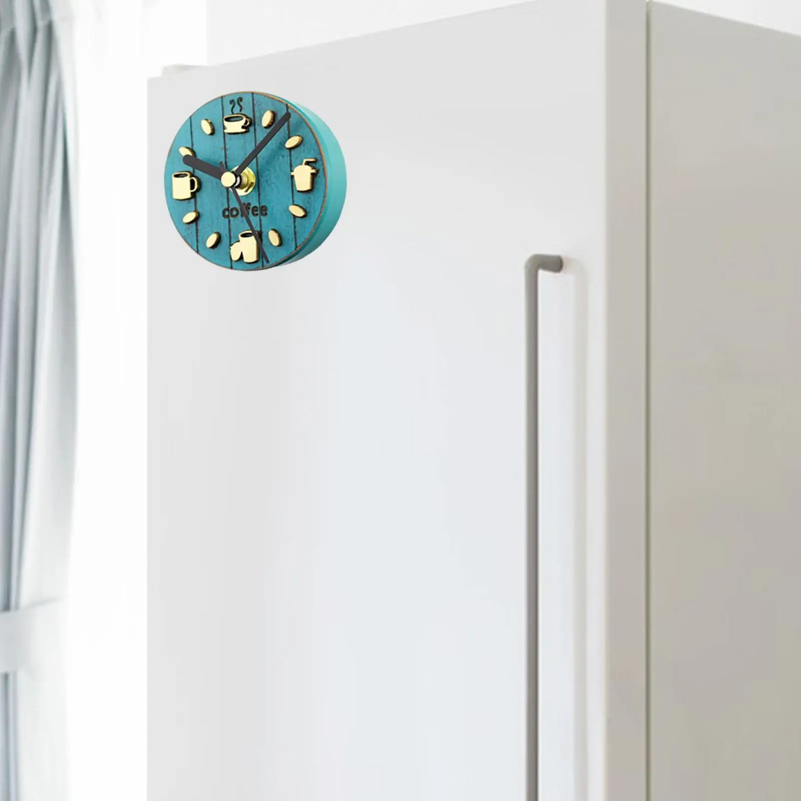 Fridge Sticker Clock Creative Battery Operated Coffee Pattern for Decoration