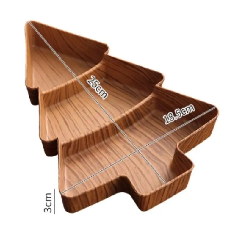 Christmas Tree Snack Plates 3 Grids Tree Shaped Tray Merry Christmas Party Decorations For Home 2025 Gifts Happy New Year 2026