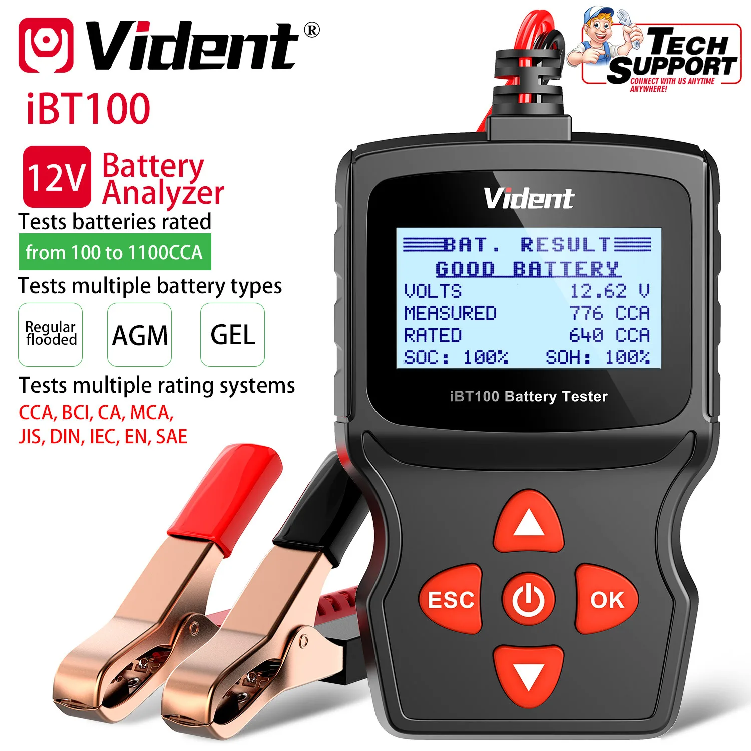 

Ent ibt100 12v battery analyzer automobile tester 100-1100CCA