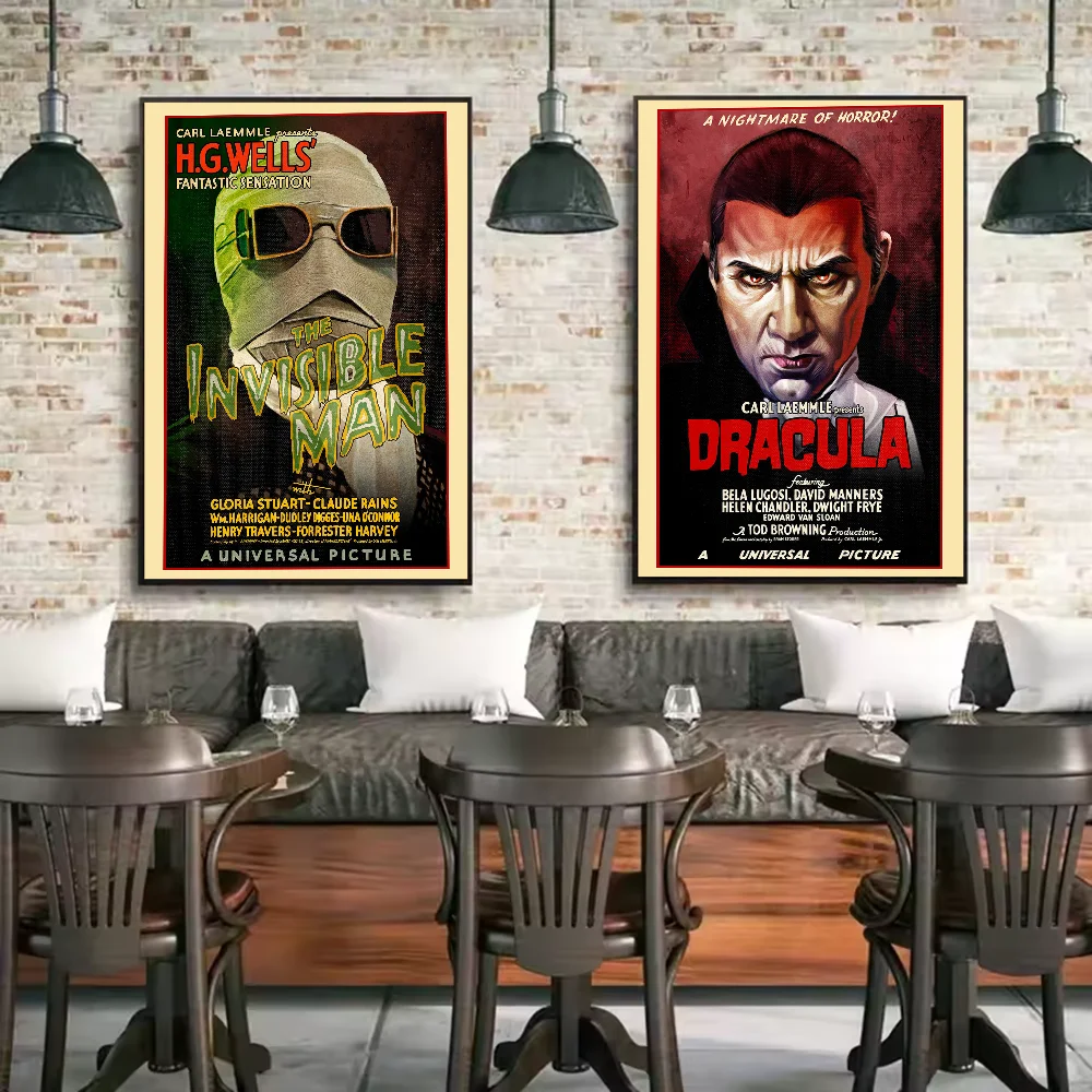 Vintage Universal-Monsters Horror Movie Poster HD art sticky wall waterproof home living room bedroom bar aesthetic decoration