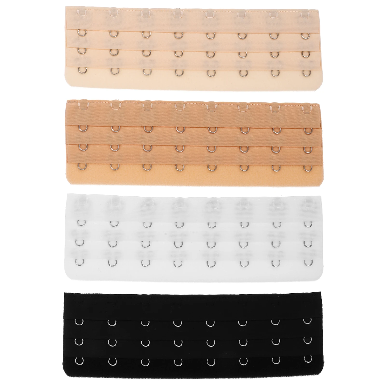 

4pcs BraExtender UnderwearBuckle ExtensionforCorsets AdjustableMultiHook ComfortBackClosure WideElastic BrasStrap