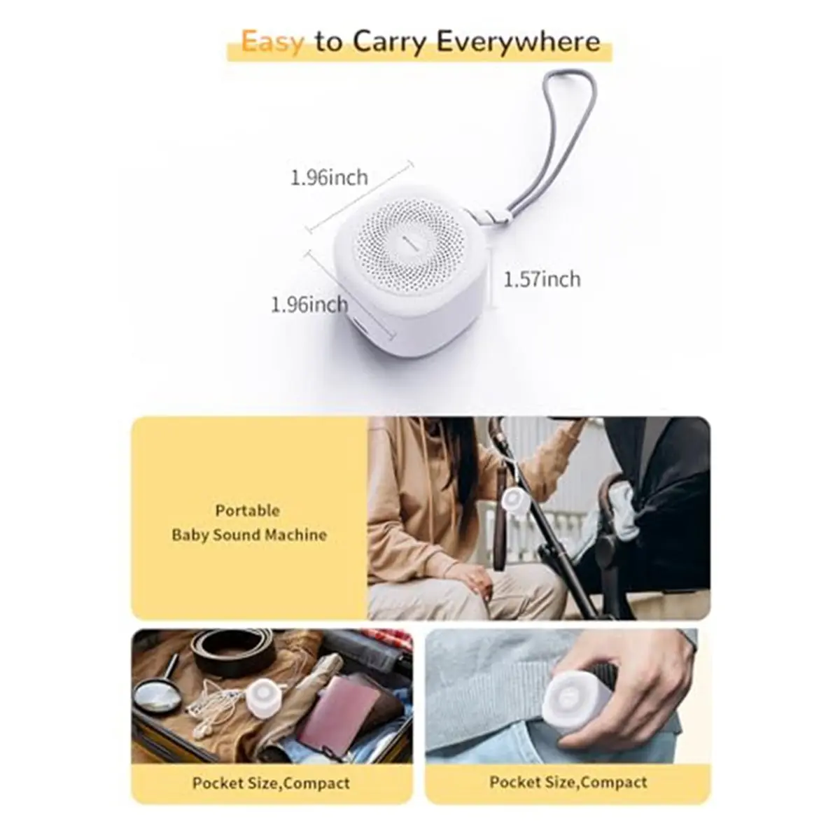 Digital Essentials White Noise Sound Machine for Baby with 7Color Light, Portable Mini Sleep Sound , Calm,Relax -White Noise Mac