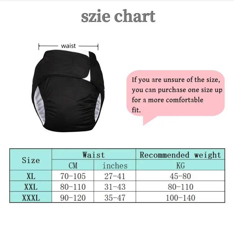 Large Reusable Adult Diapers Adjustable Men Women Incontinence Pants Sleep Leak Proof Pants For Elderly People With Disabilities