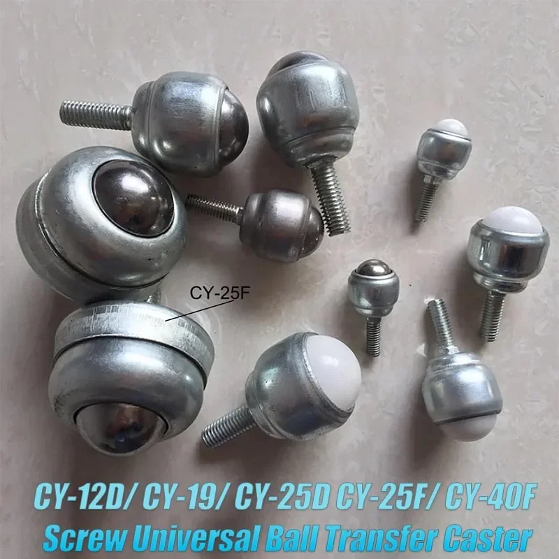 Universal Ball Transfer CY Series, Carbon Steel/304 Stainless Steel/Nylon Conveyor Roller Caster Wheel, Screw Stud Mount