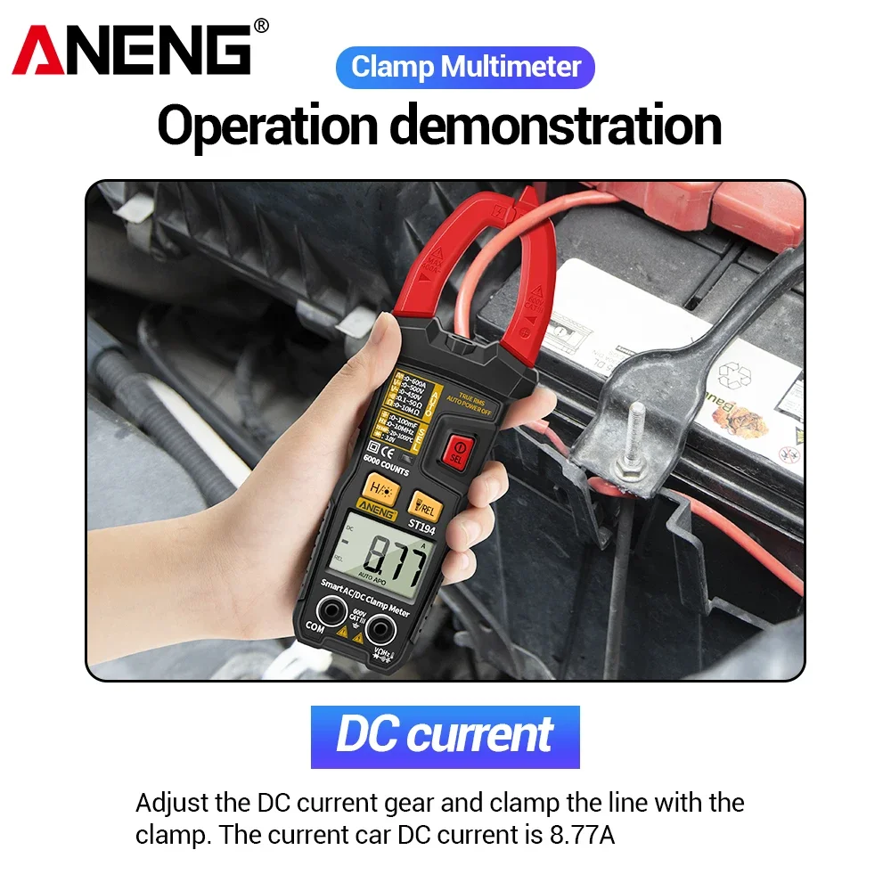 ANENG ST194 Digital Clamp Meter Multimeter DC/AC Current Tester 600V Voltage True RMS Amp Meters 6000 Count Capacitor multimetro