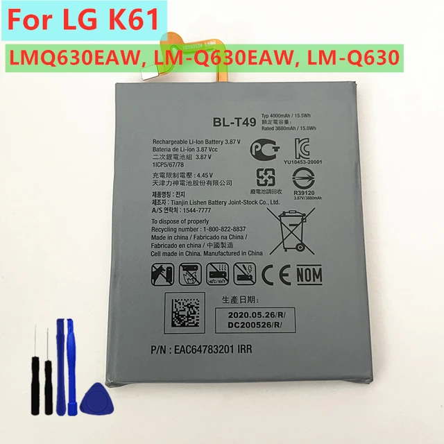 オリジナルの高品質バッテリー,LG, 4000mah,BL-T49,k61,q61,LM-Q630N,lmq630eau,LM-Q630EAW,