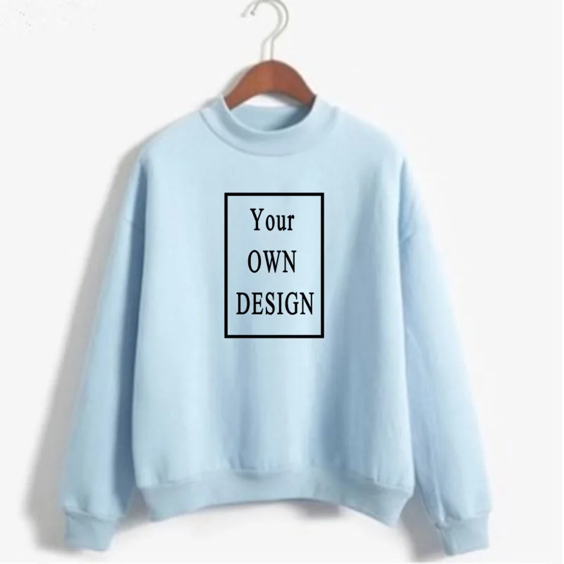 Your OWN Design Brand Logo/Picture Custom print women Oneck Knitted Pullovers Thick Autumn Winter Candy Color Loose DIY Hoodies