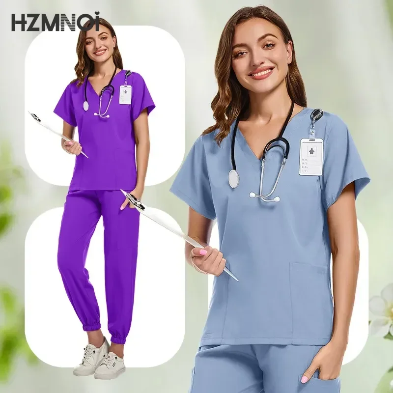 Multicolorido esteticista workwear cor sólida roupas de trabalho de laboratório uniformes de enfermagem médica clínica esfrega conjuntos uniformes de enfermeira atacado